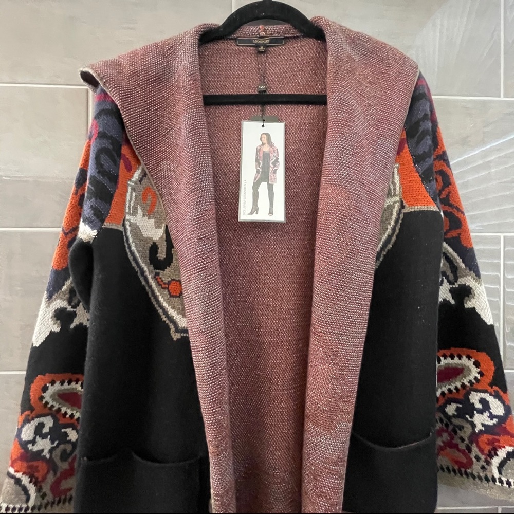 Maxsport Paisley Duster Cardigan Hoodie Size L. NWT - Picture 8 of 16